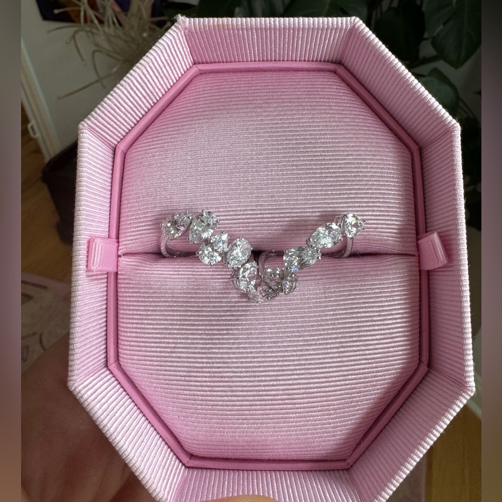 Swarovski 2 ring millenia set rhodium and cubic zirconias size 9
